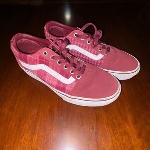 Vans Old Skool Pink Plaid Houndstooth Suede Womens Sneakers Size 10